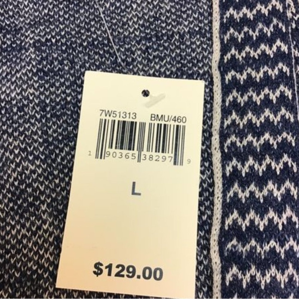 Lucky Brand Women Cardigan Sweater Blue white Geometric Stitch Pattern - Picture 6 of 8